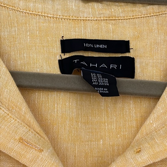 Tahari 100% Linen Yellow Sleeveless Dress Size 2X - Picture 9 of 11